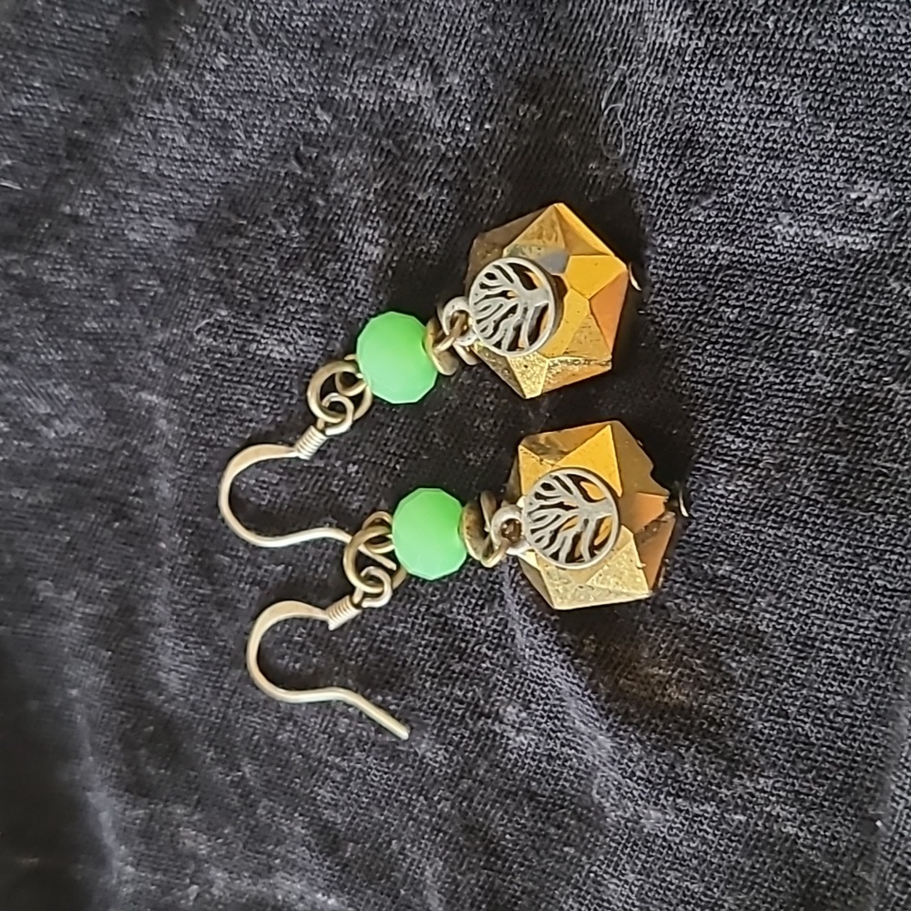 Small Golden Dangle Earrings